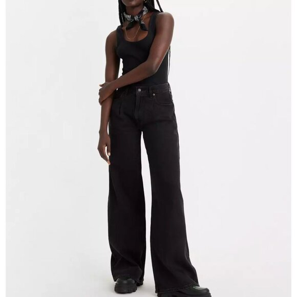 Levi's Denim - Levi's Baggy Dad Wide Leg Jeans in Black Size 31 X 30 Mid Rise